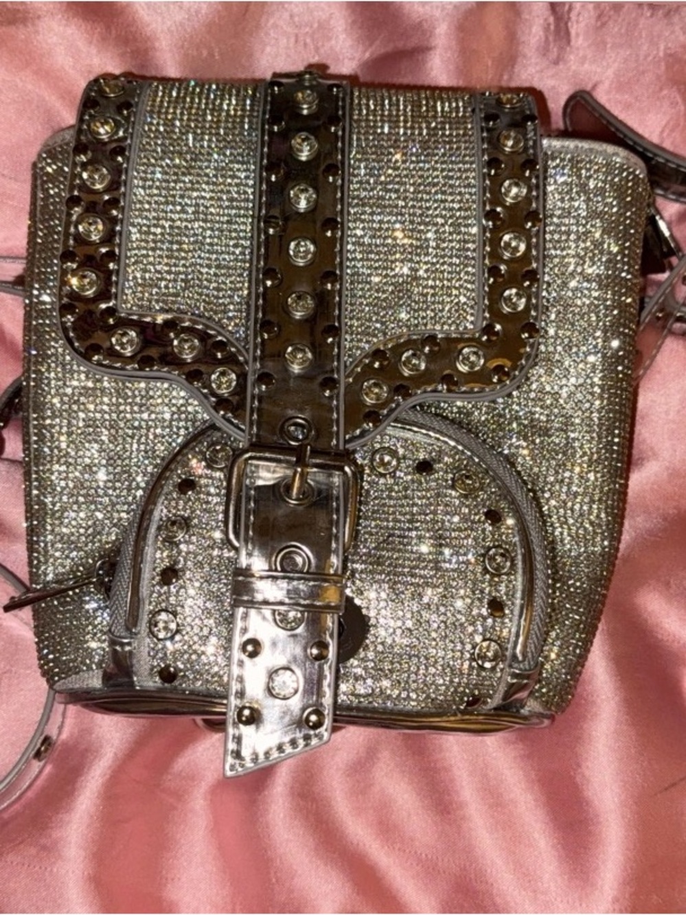 Current Mood Silver Crystal-Embellished Mini Crossbody Bag
